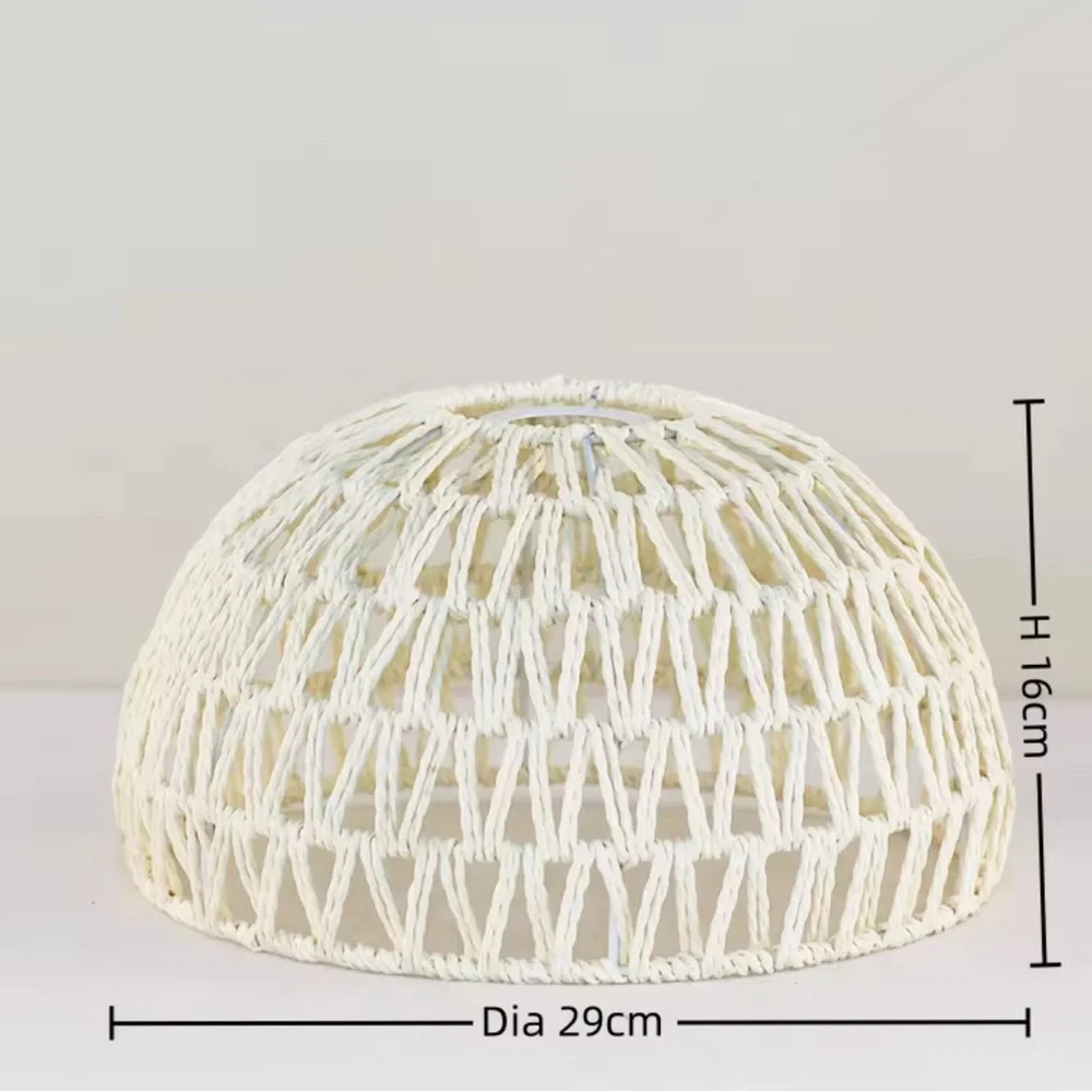 NWOT - Rope Weave Hanging Lamp Shade Bohemian Rustic Light Fixture Cream Rattan - Picture 1 of 9